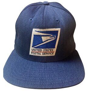 Vintage USPS BANCROFT USA Blue Hat Cap Adustable Strap Size Small Blue Eagle